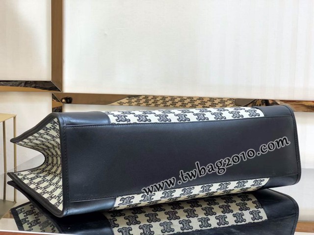 Celine專櫃2023新款手提托特包 賽琳CABAS TRIOMPHE TOTE牛仔刺繡橫款手袋 sldj2238